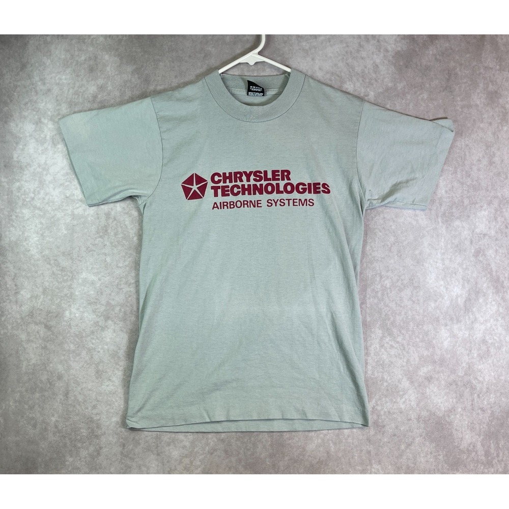 VINTAGE Chrysler Technologies Shirt Adult Medium Gray Single Stitch USA Made 90s